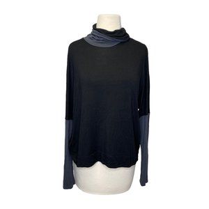 Michael Stars Color Block Dolman‎ Turtleneck OS Black Gray Long Sleeve Stretch